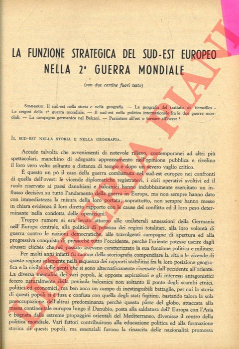 LA ROSA Gaetano - - La funzione logistica del sud-est europeo nella IIguerra mondiale.