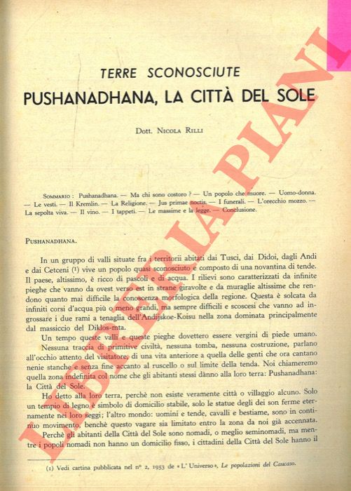 RILLI Nicola - - Terre sconosciute: Pushanadhana. La citt del sole.