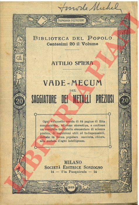 SPIERA Attilio - - Vade-mecum del saggiatore dei metalli preziosi.