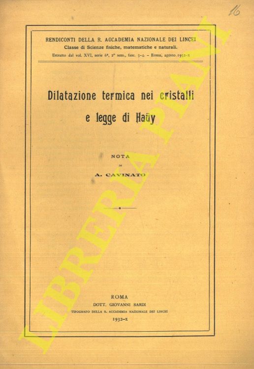 CAVINATO A. - - Dilatazione termica nei cristalli e legge di Hauy.