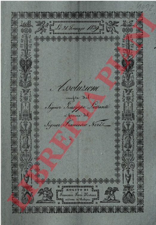Giuseppe Lossanti - Francesco Neri - - Assoluzione di un predio denominato 'il Piccolo' posto nel Comune di Marano.