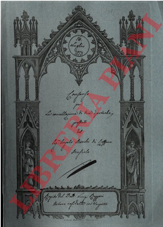 Angelo Marchi - - Consenso per la cancellazione di due ipoteche, una per la somma di scudi 404, in dipendenza del rogito di vendita del 18 aprile 1839 di un podere posto in Calvenzano e detto 'Rede', l'altra per la somma di 250 scudi, in dipendenza del rogito di vendita del 21 agosto 1845, sul predio 'Rede'.