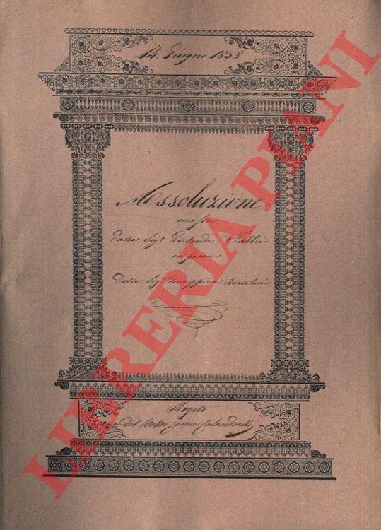 Gertrude Fabbri - Giuseppina Bartolini Berselli - - Assoluzione e consenso a cancellazione di ipoteca per saldo di residuo prezzo fruttifero dovuto dal signor Giuseppe Grassi alla signora Gertrude Fabbri e pagato dalla signora Giuseppina Bartolini, accollataria del signor Grassi per la vendita di una porzione di casa in Bologna, in via Nuova Sant'Isaia e di altri stabili.