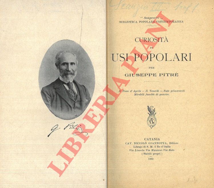 PITRE' Giuseppe - - Curiosit di usi popolari.