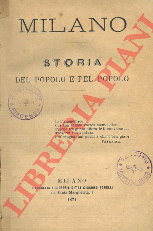 CANTU' Cesare - - Milano. Storia del popolo e pel popolo.