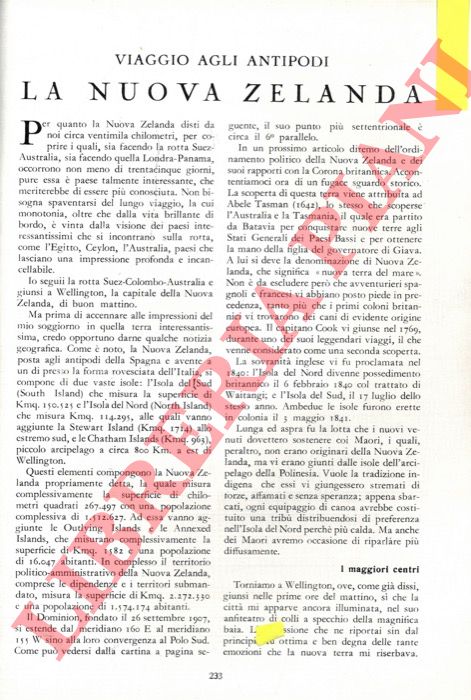 CERIOLI Guido Marcello - - La Nuova Zelanda. Viaggio agli antipodi.