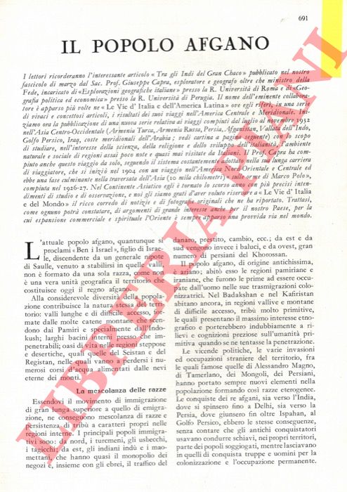 CAPRA Giuseppe - - Il popolo afgano.