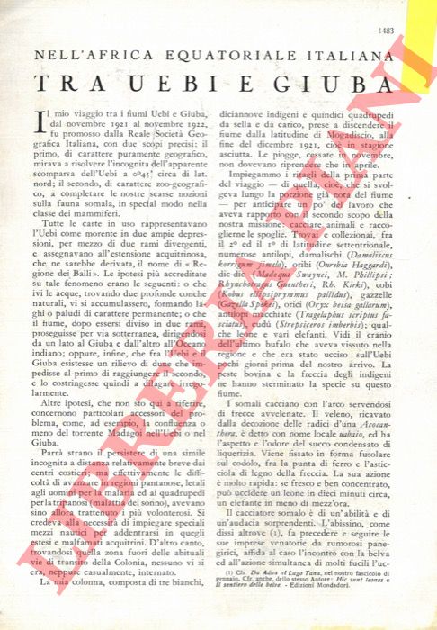 TEDESCO ZAMMARANO Vittorio - - Nell'Africa Equatoriale Italiana. Tra Uebi e Giuba.