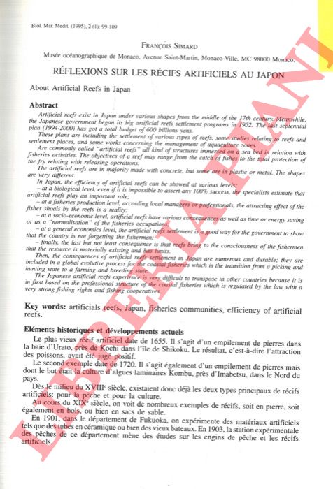 SIMARD Franois - - Rflexions sur les rcifs artificiels au Japon.