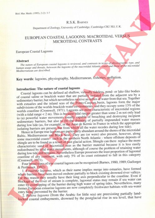 BARNES R.S.K. - European coastal lagoons: macrotidal versus microtidal contrasts.