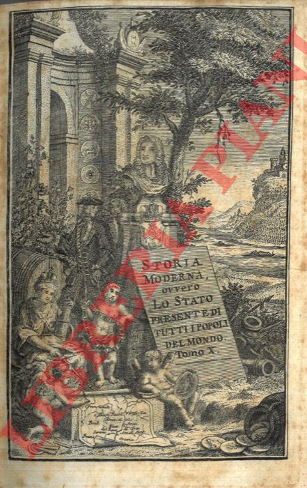 (SALMON Thomas) - - Lo stato presente di tutti i paesi e popoli del mondo naturale, politico, e morale, con nuove osservazioni e correzioni degli antichi, e moderni viaggiatori. Volume X. Dei circoli susseguenti dell'Imperio, cio Suevia, Alto, e Basso Reno, e Vestfalia; e delle Provincie dei Paesi Bassi austriaci, e francesi.