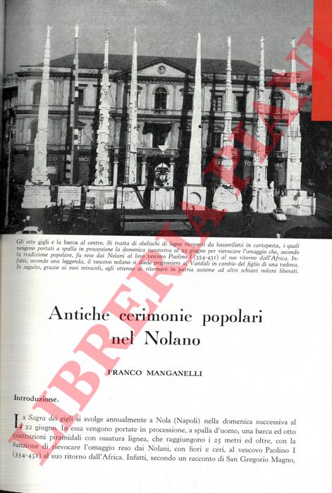 MANGANELLI Franco - - Antiche cerimonie popolari nel Nolano.