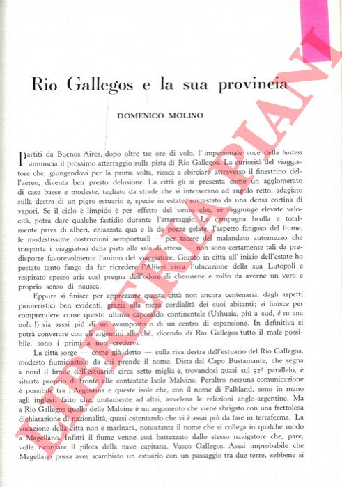 MOLINO Domenico - - Rio Gallegos e la sua provincia.