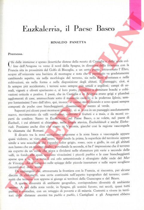 PANETTA Rinaldo - - Euskalerria, il Paese Basco.