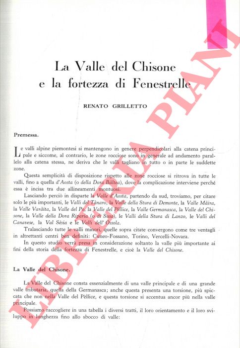 GRILLETTO Renato - - La Valle del Chisone e la fortezza di Fenestrelle.