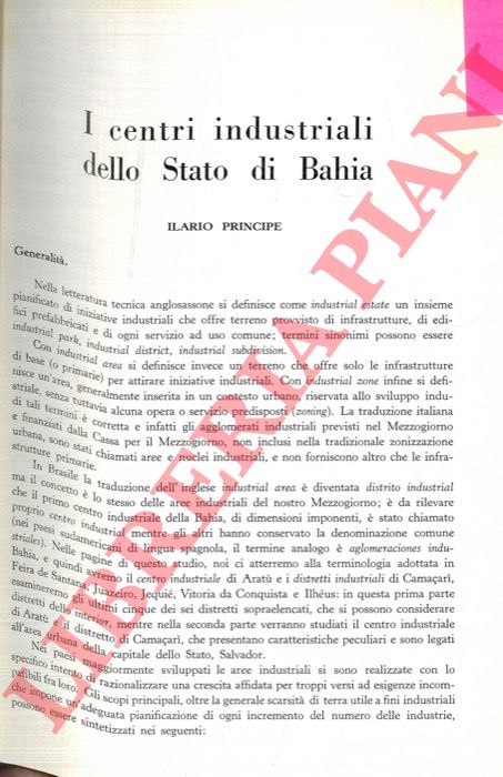 PRINCIPE Ilario - - I centri industriali dello Stato di Bahia.
