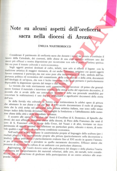 MASTROROCCO Emilia - - Note su alcuni aspetti dell'oreficeria sacra nella diocesi di Arezzo.