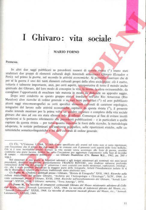 FORNO Mario - - I Ghivaro: vita sociale.