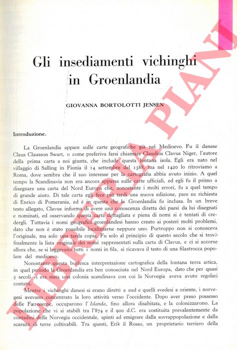 BORTOLOTTI JENSEN Giovanna - - Gli insediamenti vichinghi in Groenlandia.