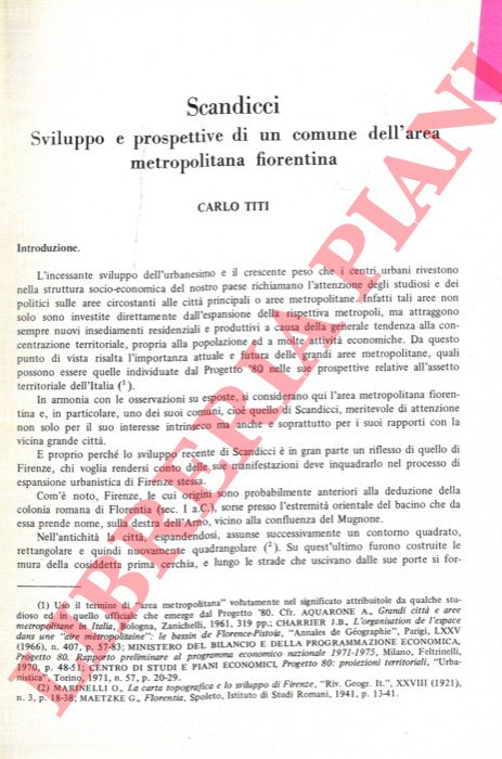 TITI Carlo - - Scandicci. Sviluppo e prospettive di un comune dell'area metropolitana fiorentina.