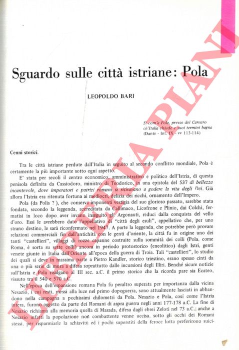 BARI Leopoldo - - Sguardo sulle citt: Pola.