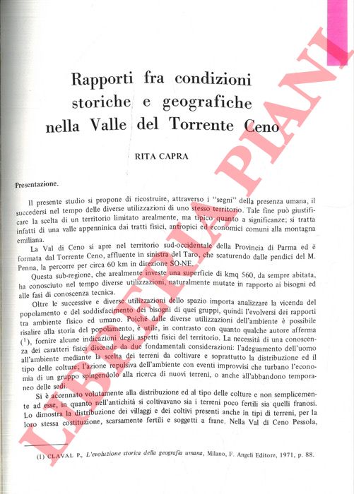 CAPRA Rita - - Rapporti fra condizioni storiche e geografiche nella Valle del Torrente Ceno.