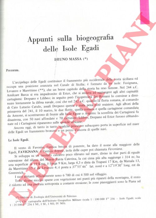 MASSA Bruno - - Appunti sulla biogeografia delle Isole Egadi.