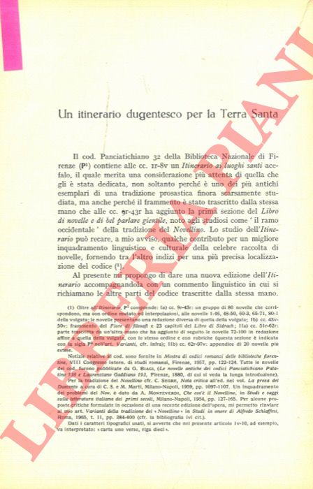 DARDANO Maurizio - - Un itinerario dugentesco per la Terra Santa.