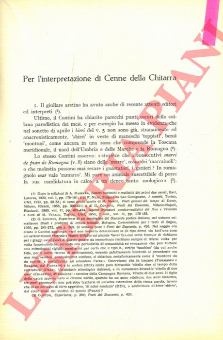 BRAMBILLA AGENO Franca - - Per l'interpretazione di Cenne della Chitarra.