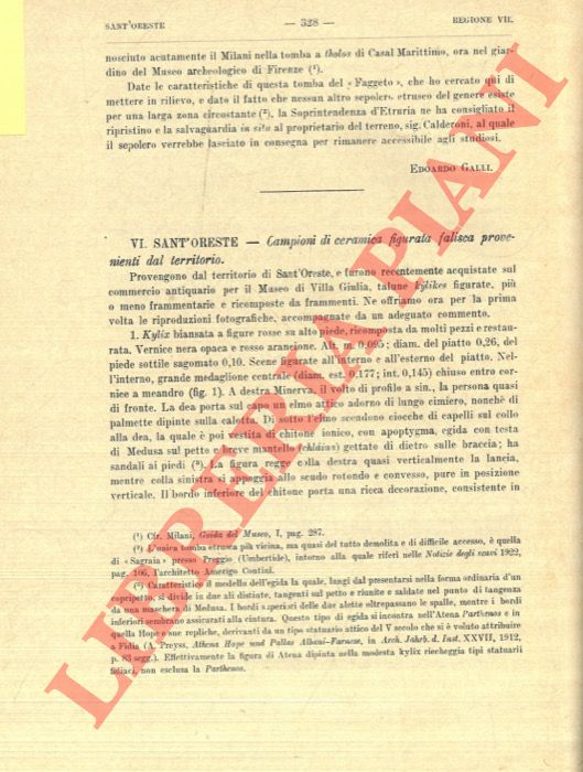 BENDINELLI G. - - Sant'Oreste. Campioni di ceramica figurata falisca provenienti dal territorio.