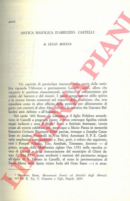 MOCCIA Lello - - Antica miaiolica d'Abruzzo: Castelli.
