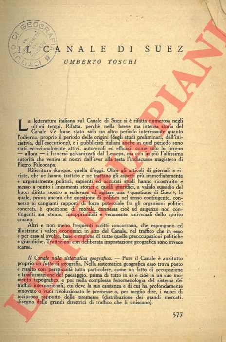 TOSCHI Umberto - - Il canale di Suez.