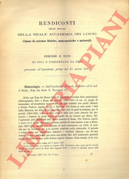 RIGHI Augusto - - Sull'elissoide di polarizzazione relativo alle onde elettromagnetiche nella selenite, e sulla polarizzazione elittica di queste onde. Sull'assorbimento delle onde elettromagnetiche.