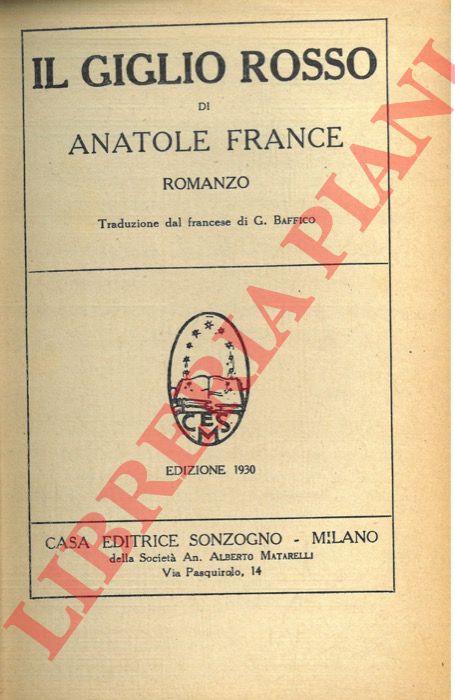 FRANCE Anatole - - Il giglio rosso.