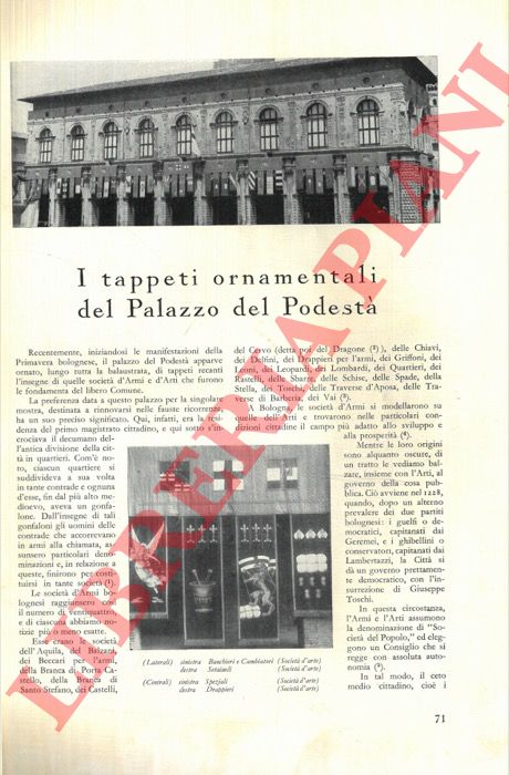 BIANCINI Bruno - - I tappeti ornamentali del Palazzo del Podest.