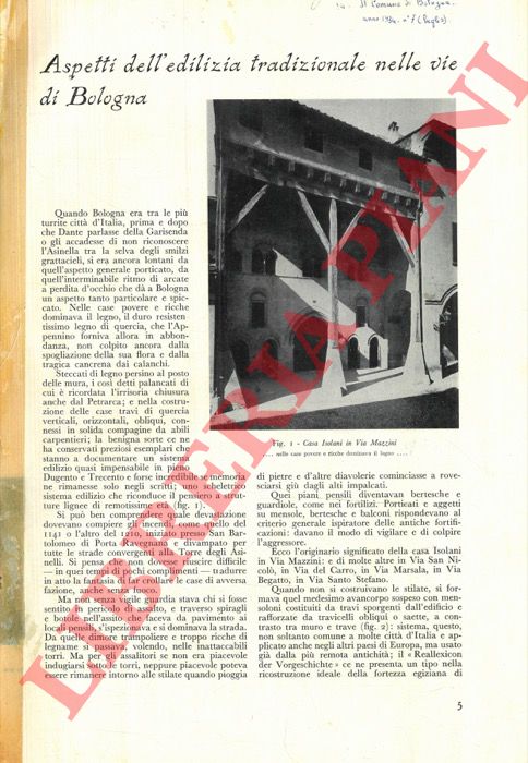 CALZECCHI ONESTI Carlo - - Aspetti dell'edilizia tradizionale nelle vie di Bologna.