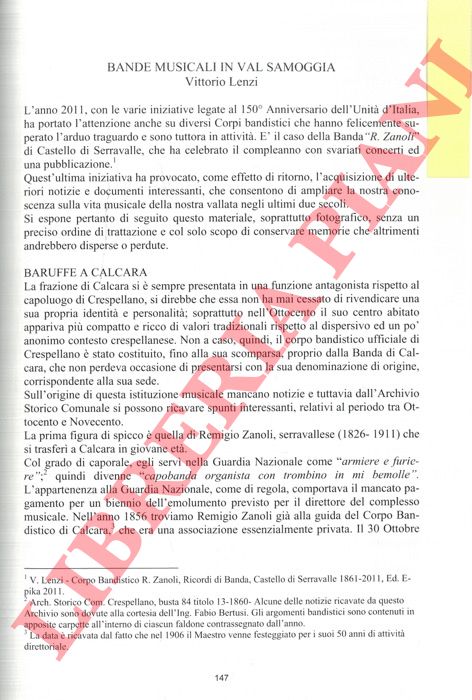LENZI Vittorio - - Bande musicali in Val Samoggia