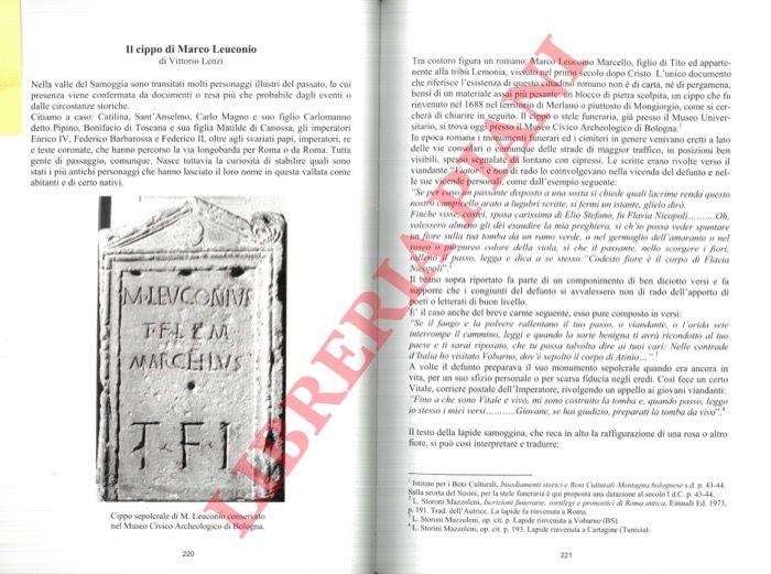 LENZI Vittorio - - Il cippo di Marco Leuconio.