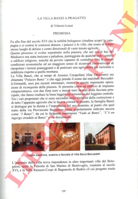 LENZI Vittorio - - La Villa Banzi a Pragatto.