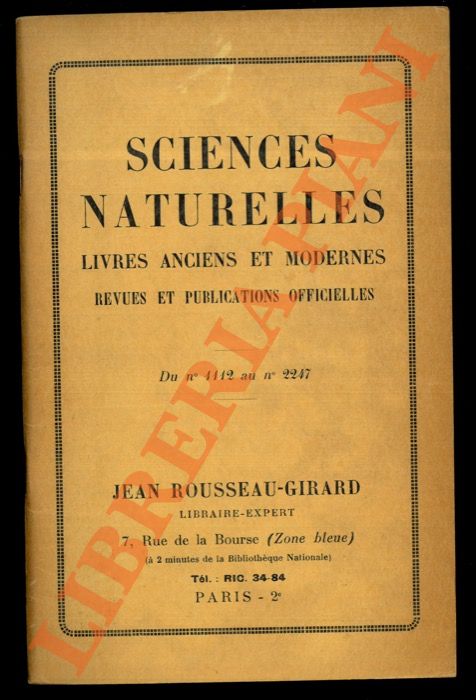 Jean Rousseau-Girard. Paris - - Sciences naturelles. (Cataloghi di vendita).
