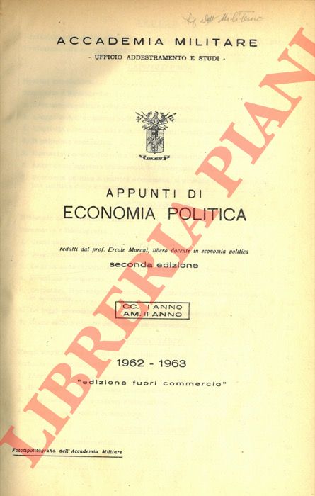 MORONI Ercole - - Appunti di economia politica.