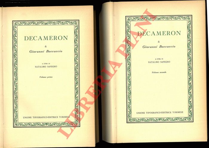 BOCCACCIO Giovanni - - Decameron. A cura di Natalino Sapegno.