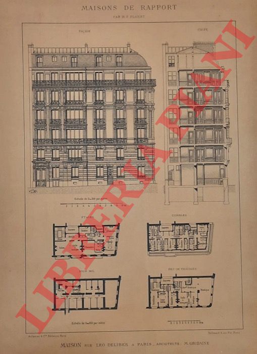 PLANAT P. - - Maisons de rapport. Habitations a loyers. Facade - Coupes et plans - Vue et perspectives.