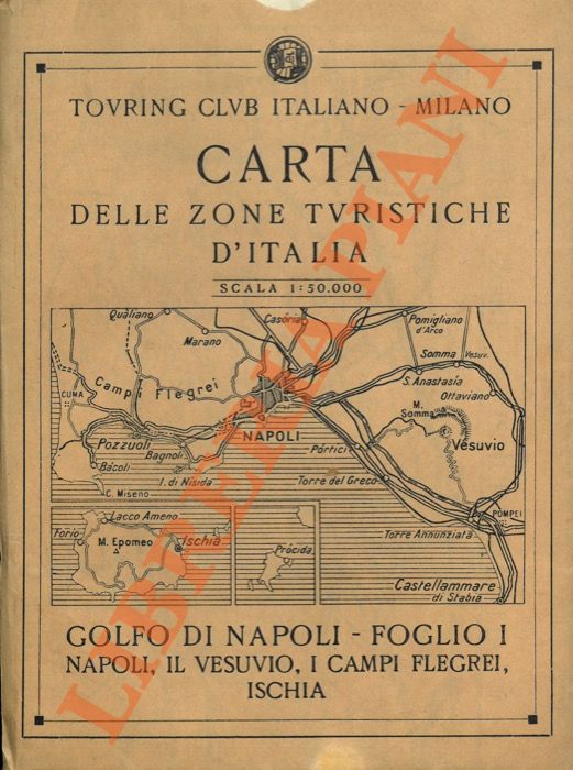 TCI - - Golfo di Napoli. F. I. Napoli, il Vesuvio, i Campi Flegrei, Ischia.  F. II. La penisola sorrentina, Salerno, Capri. Carta delle zone turistiche d'Italia.