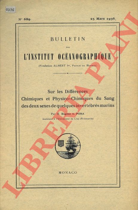 PORA Eugen A. - - Sur les diffrences chimiques et physico - chimiques du sang des deux sexes de quelques invertbrs marins.