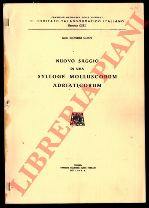 COEN Giorgio - - Nuovo saggio di una Sylloge Molluscorum Adriaticorum.