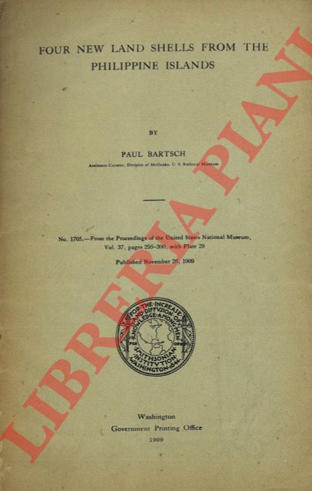 BARTSCH Paul - - Four new land shells from the Philippine Islands.