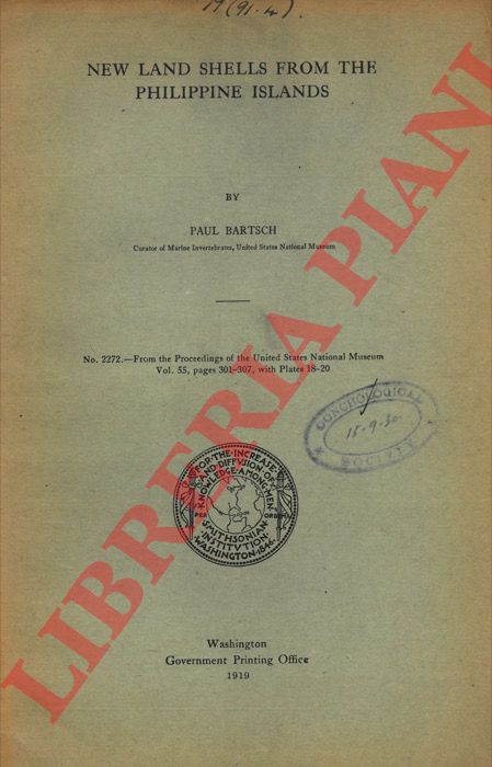 BARTSCH Paul - - New land shells from the Philippine Islands.