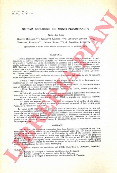 AA. VV. - - Schema geologico dei Monti Peloritani.