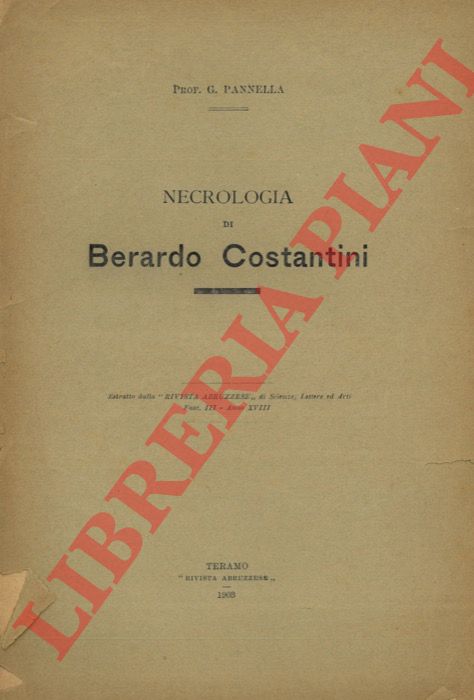 PANNELLE G. - - Necrologia di Berardo Costantini.